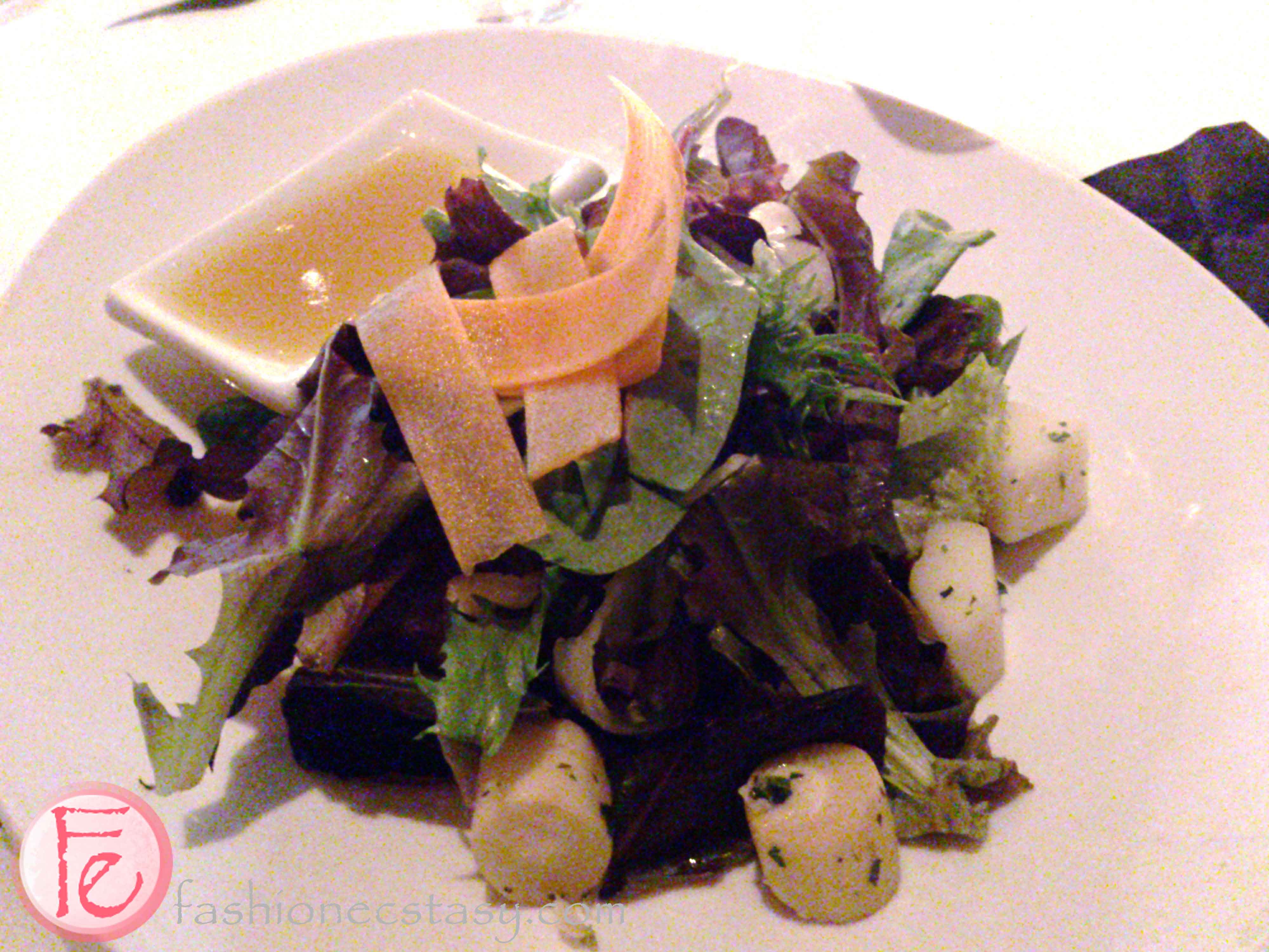 OYA Restaurant's Mesclun Mix with mixed greens, grilled hearts of palm and yuzu cilantro dressing 